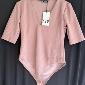 Zara Dusty Taupe/Pink Women's Top Bodysuit